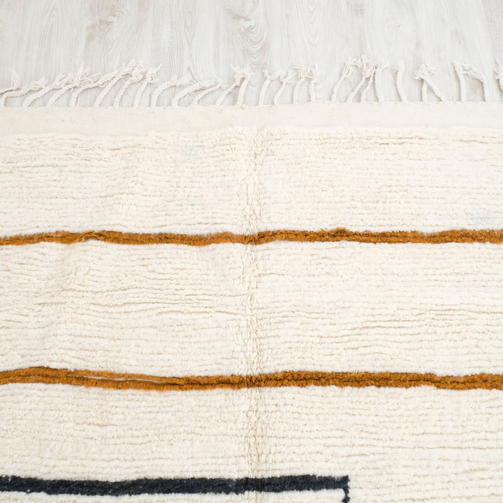 Beni Ourain Moroccan Runner Rug - Minimalist Cream with Abstract Modern