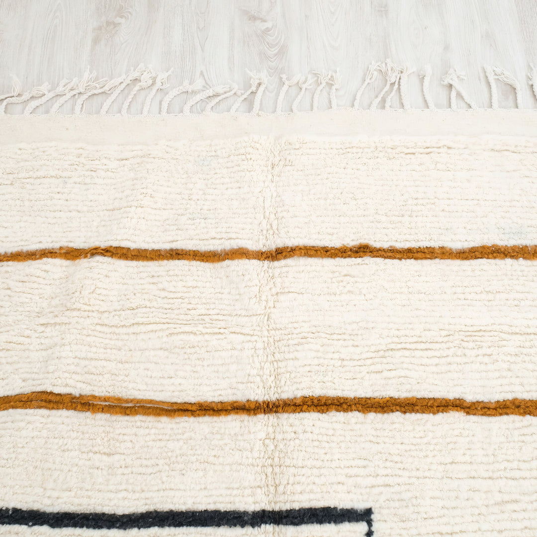 Authentic Custom Beni Ourain Rug | Minimalist Cream Modern Art