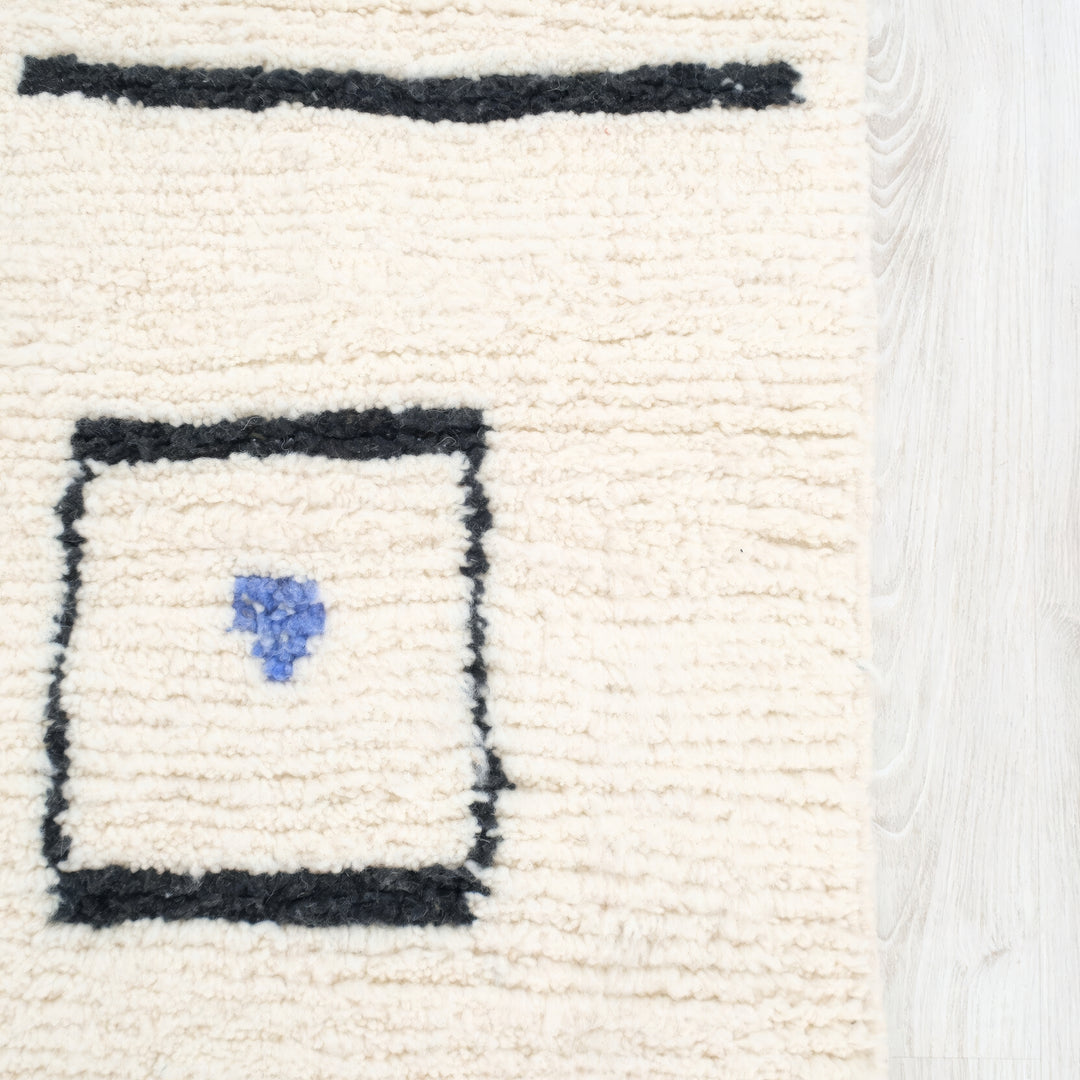 Custom Beni Ourain Rug | Minimalist Cream with Abstract Modern