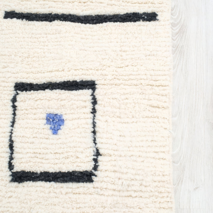 Authentic Custom Beni Ourain Rug | Minimalist Cream Modern Art