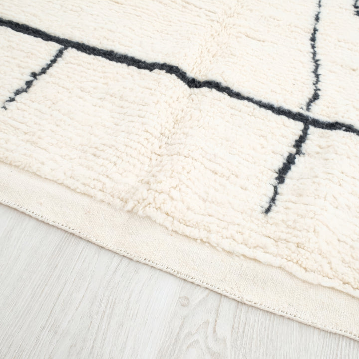 Custom Beni Ourain Rug | Minimalist Cream with Abstract Modern