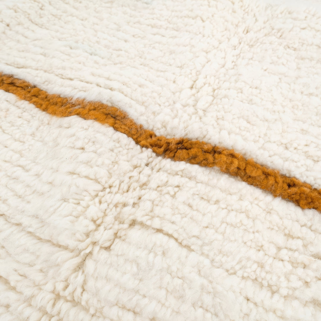 Beni Ourain Moroccan Runner Rug - Minimalist Cream with Abstract Modern