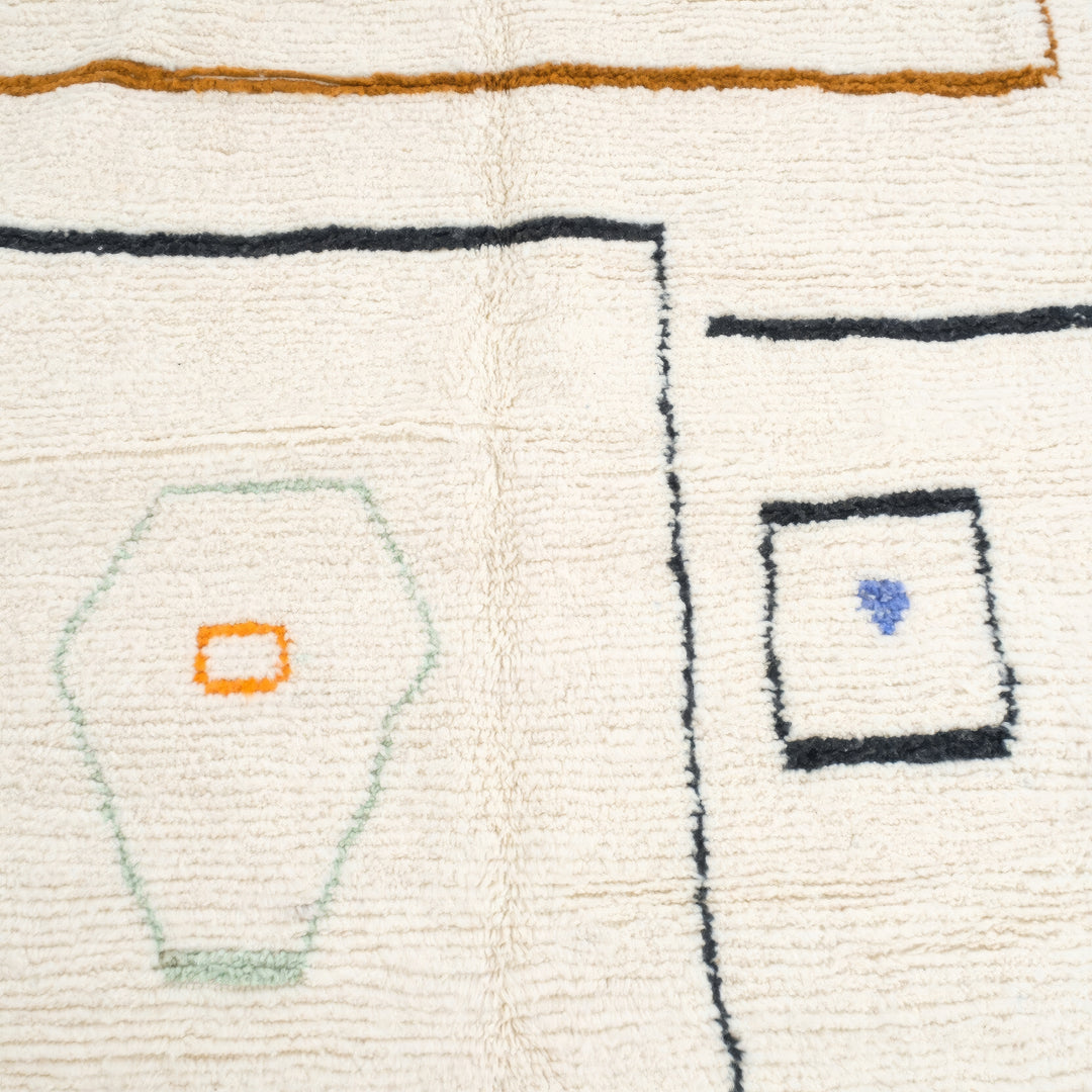 Custom Beni Ourain Rug | Minimalist Cream with Abstract Modern