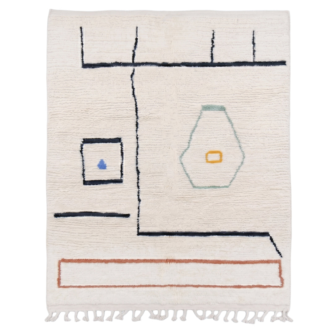 Custom Beni Ourain Rug | Minimalist Cream with Abstract Modern