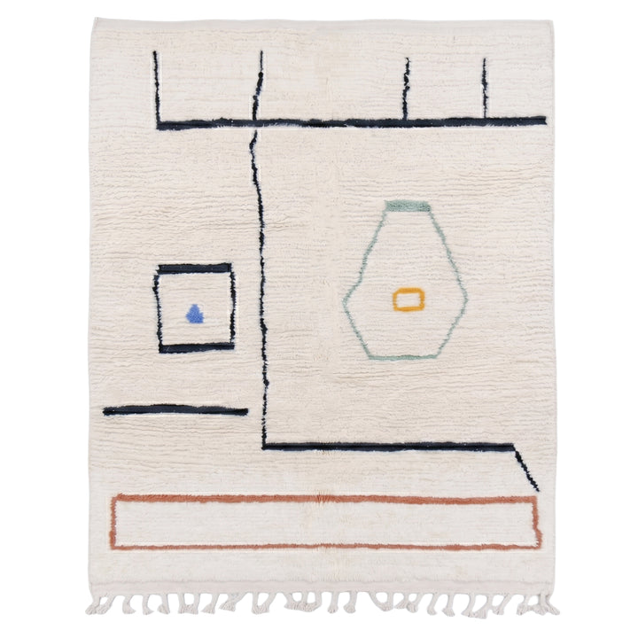 Custom Beni Ourain Rug | Minimalist Cream with Abstract Modern