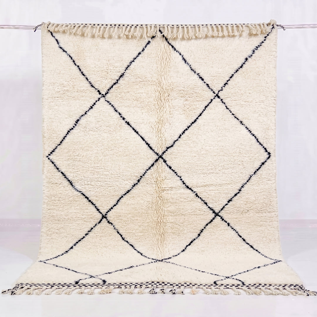 Tapis Beni Ourain sur mesure | Losanges classiques Ivoire et Anthracite