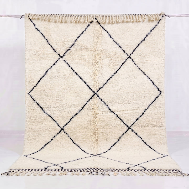 Tapis Beni Ourain sur mesure | Losanges classiques Ivoire et Anthracite