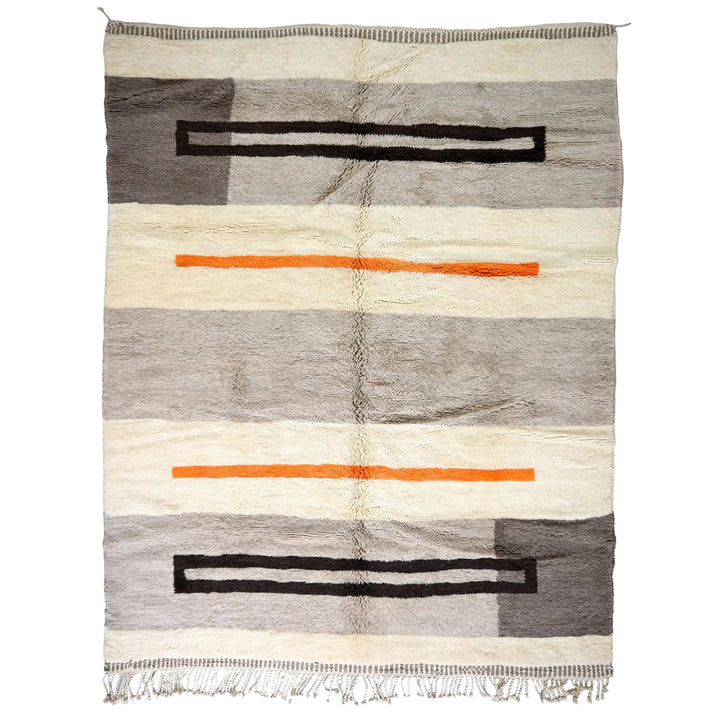 Custom Beni Mrirt Rug | Modern Grey Block &amp; Orange Accent