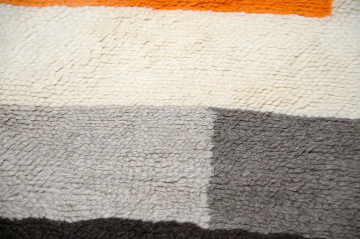Custom Beni Mrirt Rug | Modern Grey Block &amp; Orange Accent