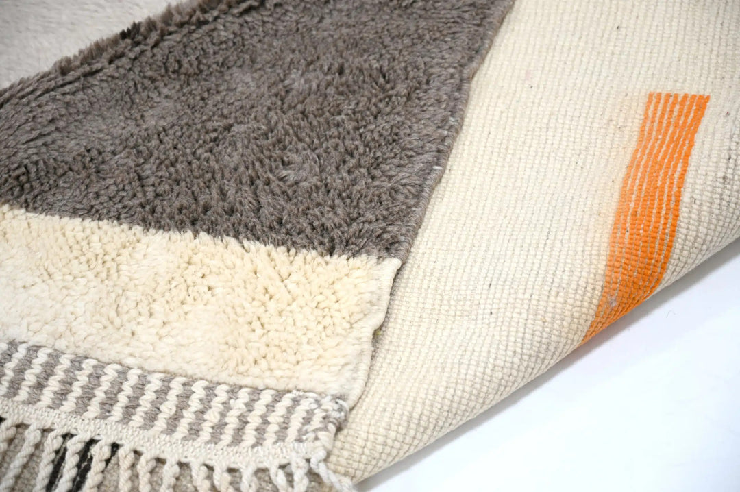 Custom Beni Mrirt Rug | Modern Grey Block &amp; Orange Accent