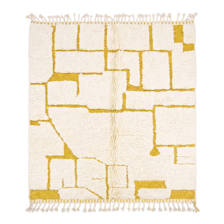 Custom Beni Ourain Rug | Ochre Yellow Block Design