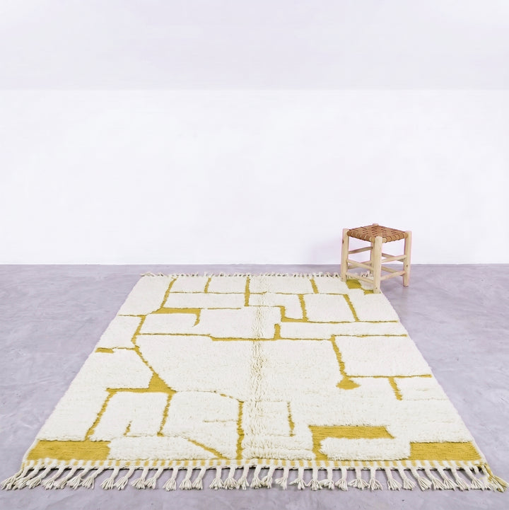 Custom Beni Ourain Rug | Ochre Yellow Block Design
