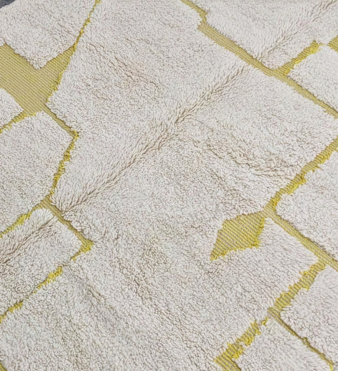 Custom Beni Ourain Rug | Ochre Yellow Block Design