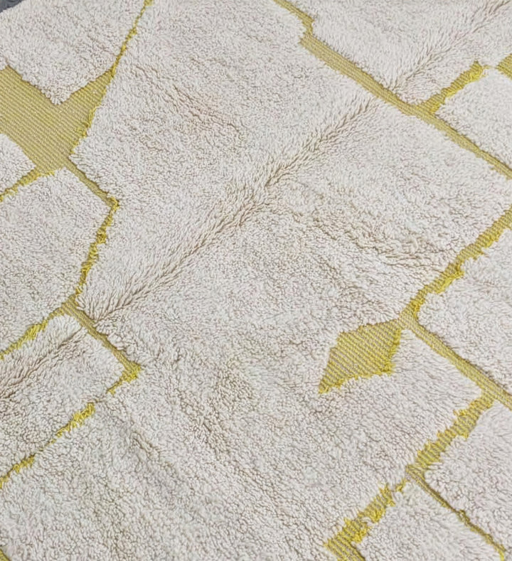 Custom Beni Ourain Rug | Ochre Yellow Block Design
