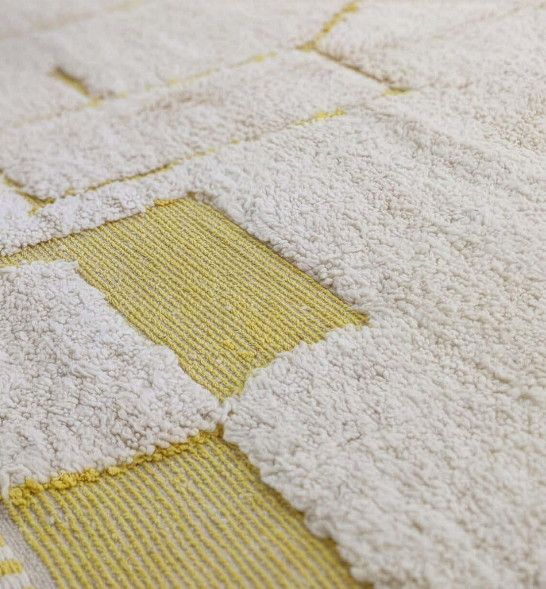 Custom Beni Ourain Rug | Ochre Yellow Block Design