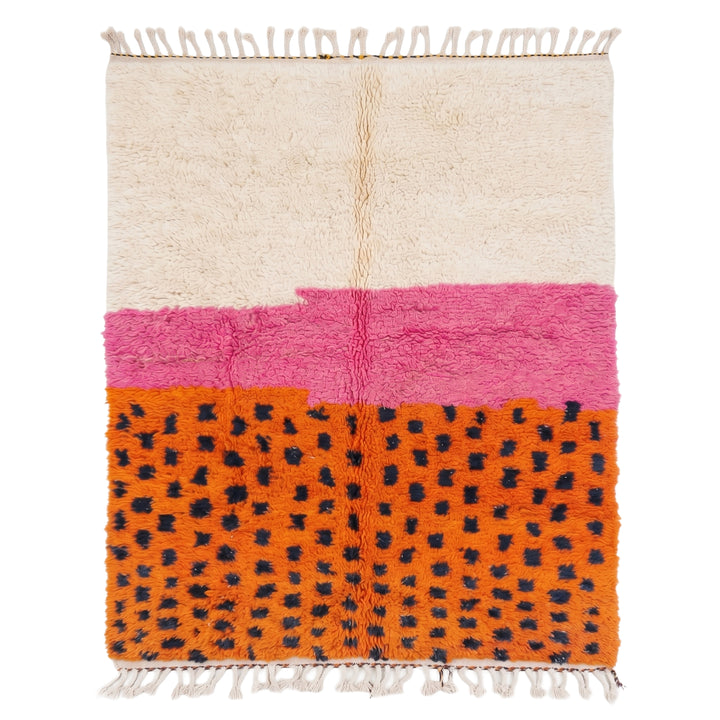 Authentic Custom Beni Ourain Rug | Vibrant Colorblock Leopard