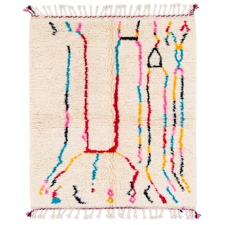 Authentic Custom Azilal Rug | Vibrant Abstract Linear
