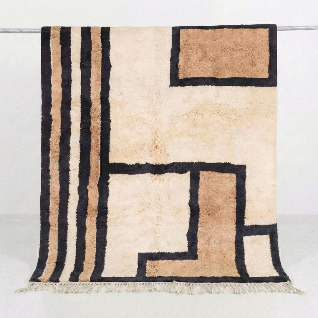 Custom Beni Mrirt Rug: Avant-Garde Asymmetrical Geometric