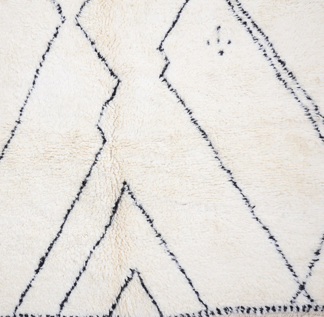 Authentic Custom Beni Ourain Rug | Abstract Asymmetrical Line Design