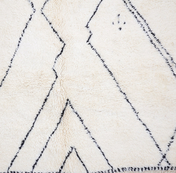Authentic Custom Beni Ourain Rug | Abstract Asymmetrical Line Design