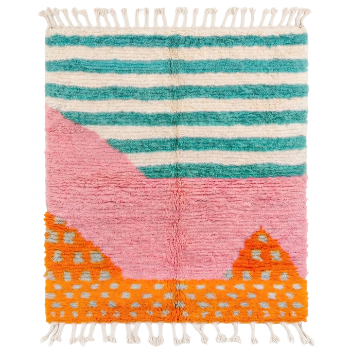 Authentic Custom Beni Ourain Rug | Abstract Pink Sunset Mirage