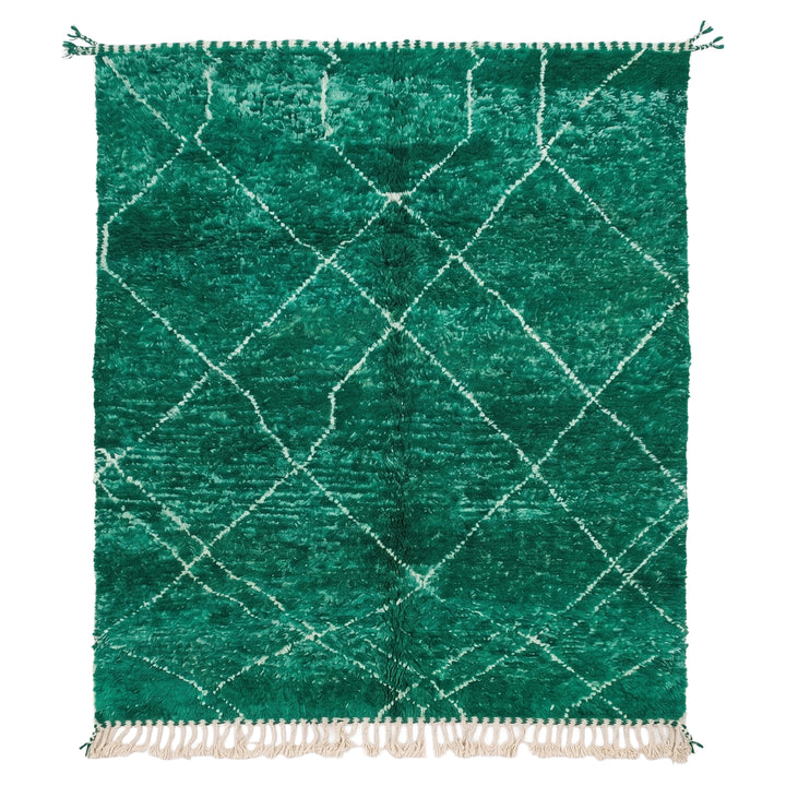 Authentic Custom Beni Ourain Rug | Authentic Deep Green Diamond Motif