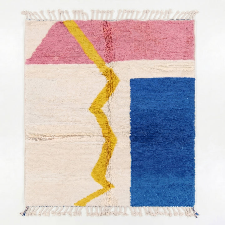 Custom Beni Ourain Rug | Cobalt, Pink &amp; Mustard