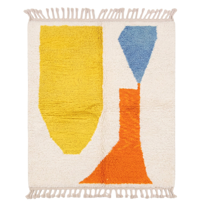 Custom Beni Ourain Rug | Modern Art Design in Yellow, Orange &amp; Blue