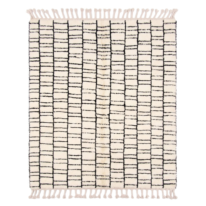 Authentic Custom Beni Ourain Rug | Modern Black &amp; White Geometric Grid