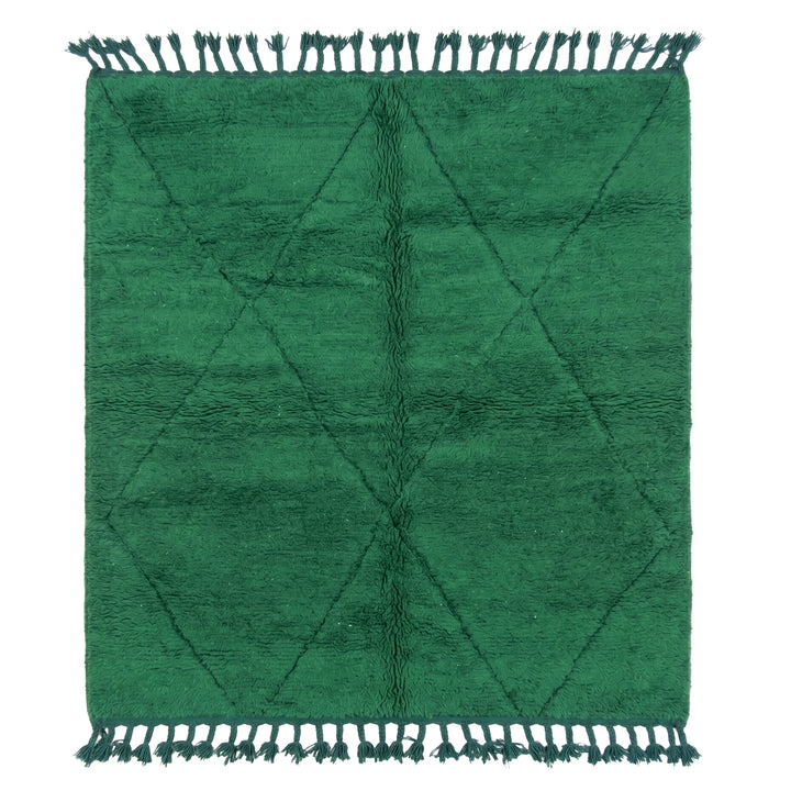 Authentic Custom Beni Ourain Rug | Monochromatic Emerald Green