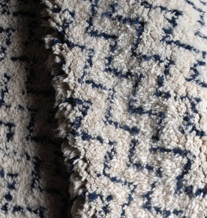 Authentic Custom Beni Ourain Rug | Navy Blue Chevron