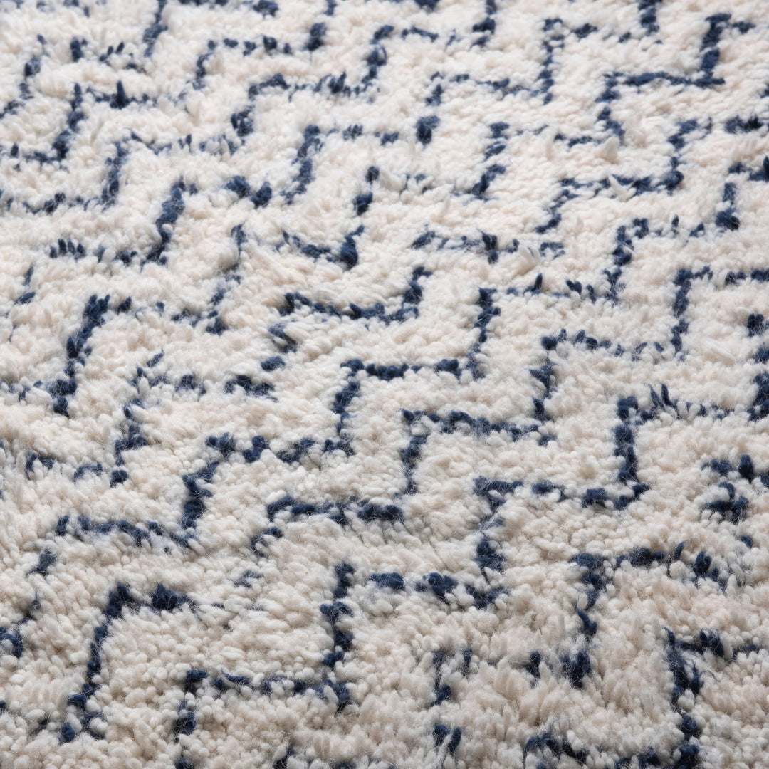 Authentic Custom Beni Ourain Rug | Navy Blue Chevron