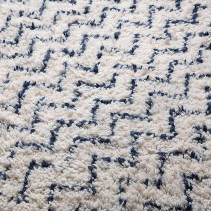 Authentic Custom Beni Ourain Rug | Navy Blue Chevron