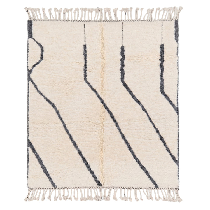 Authentic Custom Beni Ourain Rug | Abstract Cream &amp; Charcoal Minimalist
