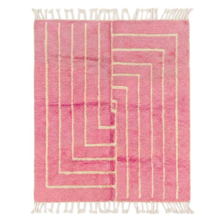 Authentic Custom Beni Ourain Rug | Plush Blush Labyrinth