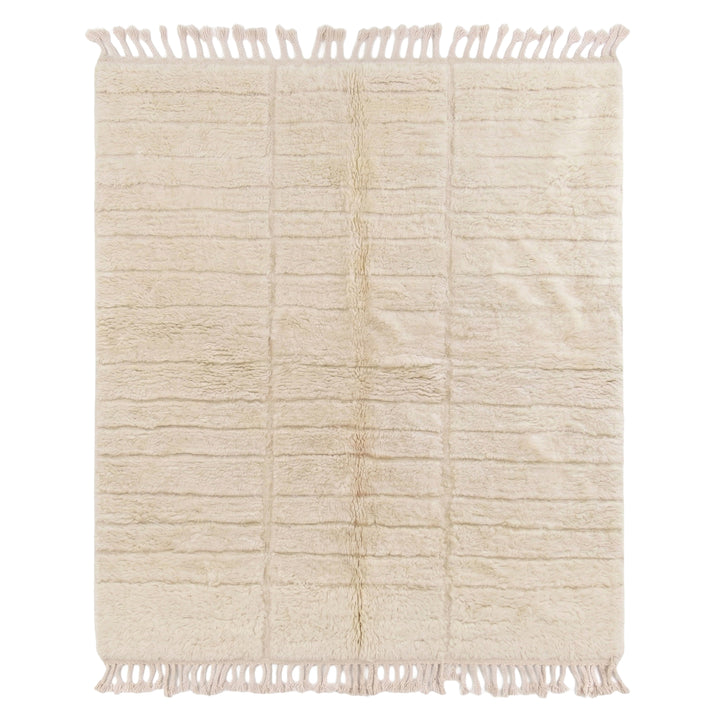 Authentic Custom Beni Ourain Rug | Tonal Ivory Textured Grid