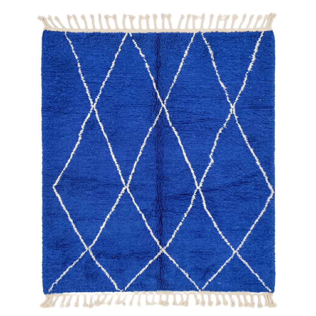 Authentic Custom Beni Ourain Rug | Vibrant Royal Blue Beni