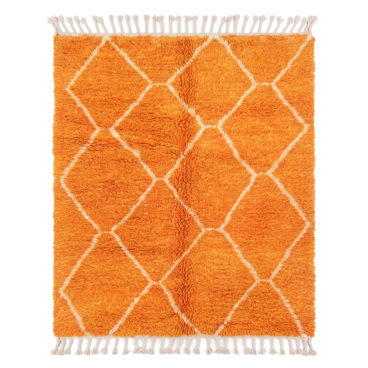 Tapis Beni Ourain sur mesure | Losanges orange mandarine vif et crème