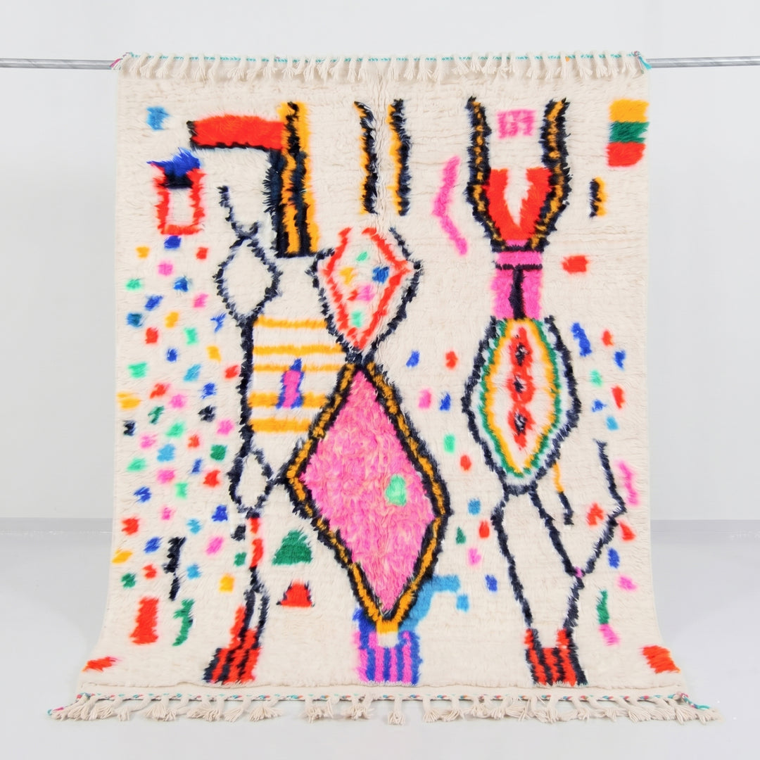 Custom Authentic Azilal Rug - Abstract Geometric &amp; Confetti Motif