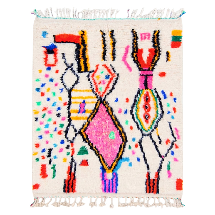 Custom Authentic Azilal Rug - Abstract Geometric &amp; Confetti Motif