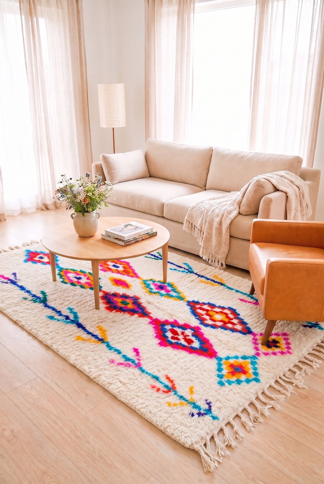 Custom Authentic Azilal Rug - Vibrant Berber Geometric