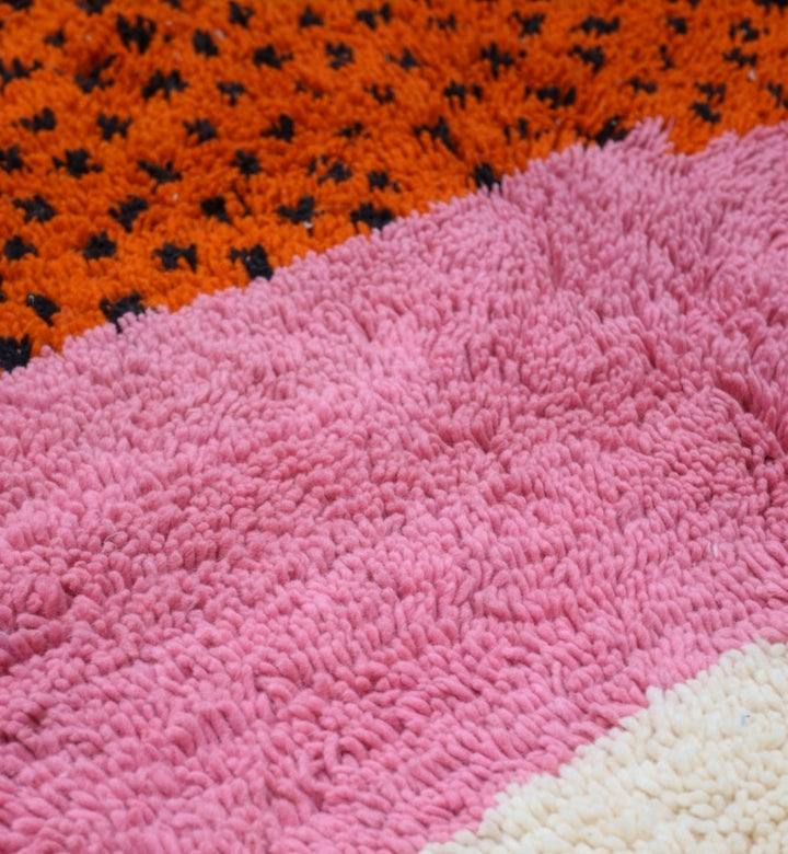Authentic Custom Beni Ourain Rug | Vibrant Colorblock Leopard