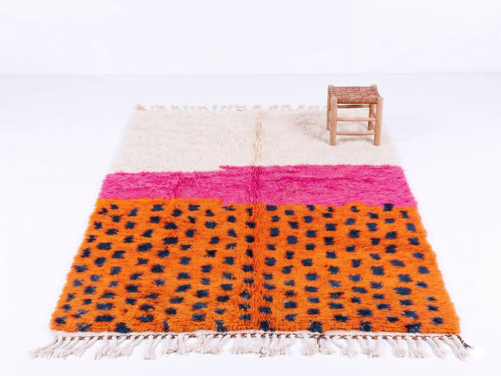 Authentic Custom Beni Ourain Rug | Vibrant Colorblock Leopard