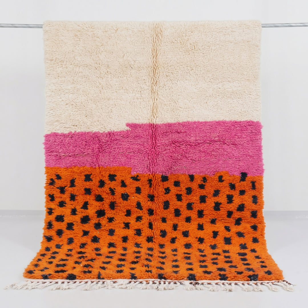 Authentic Custom Beni Ourain Rug | Vibrant Colorblock Leopard