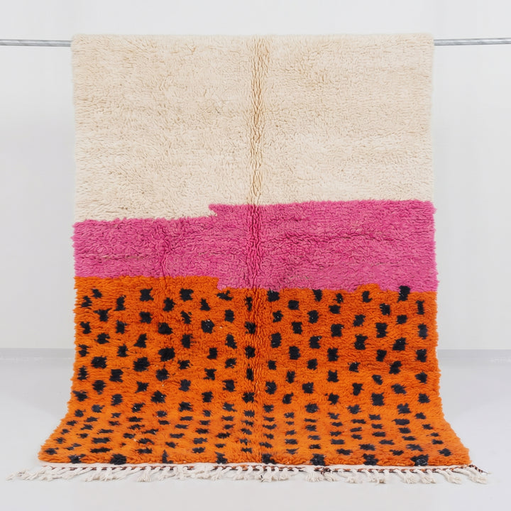 Authentic Custom Beni Ourain Rug | Vibrant Colorblock Leopard