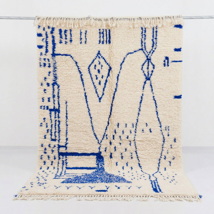 Authentic Custom Beni Ourain Rug | Abstract Cobalt Blue