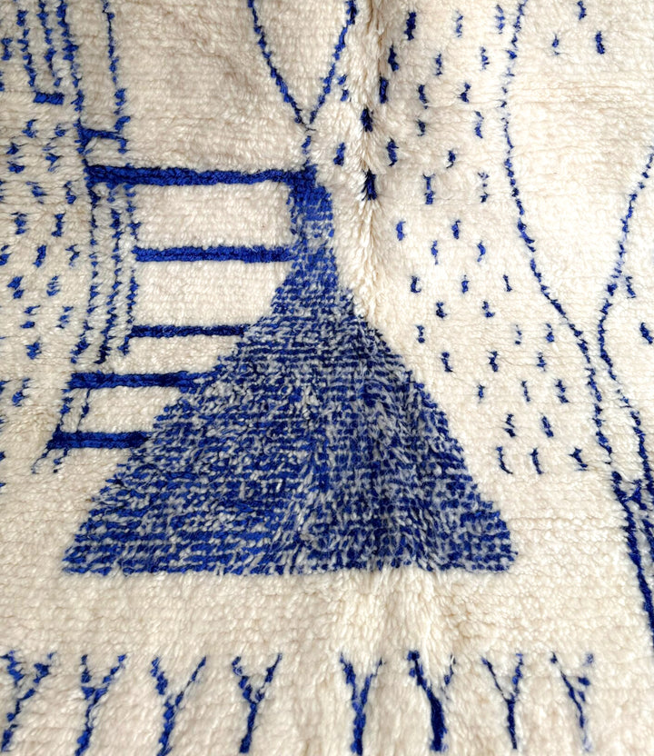 Authentic Custom Beni Ourain Rug | Abstract Cobalt Blue