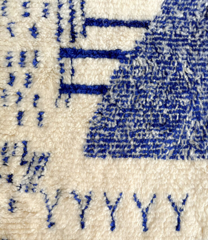 Authentic Custom Beni Ourain Rug | Abstract Cobalt Blue