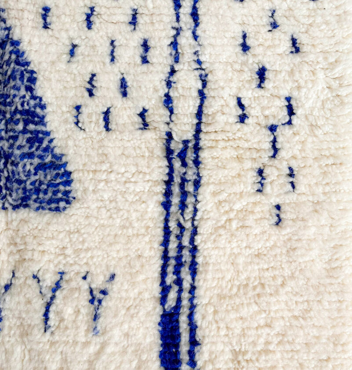Authentic Custom Beni Ourain Rug | Abstract Cobalt Blue