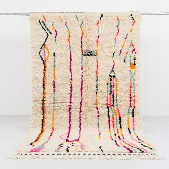 Authentic Custom Beni Ourain Rug | Abstract Multicolored Linear Art